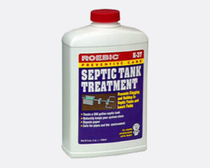 Outdated Roebic septic tank treatment packaging bottle