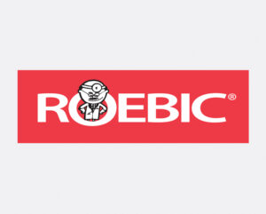 Outdated Roebic logo with Doctor Roebic Character